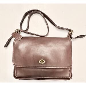 Coach Ridgefield Flap Crossbody Bag Mahogany Brown 9812 1999 Glove Leather See